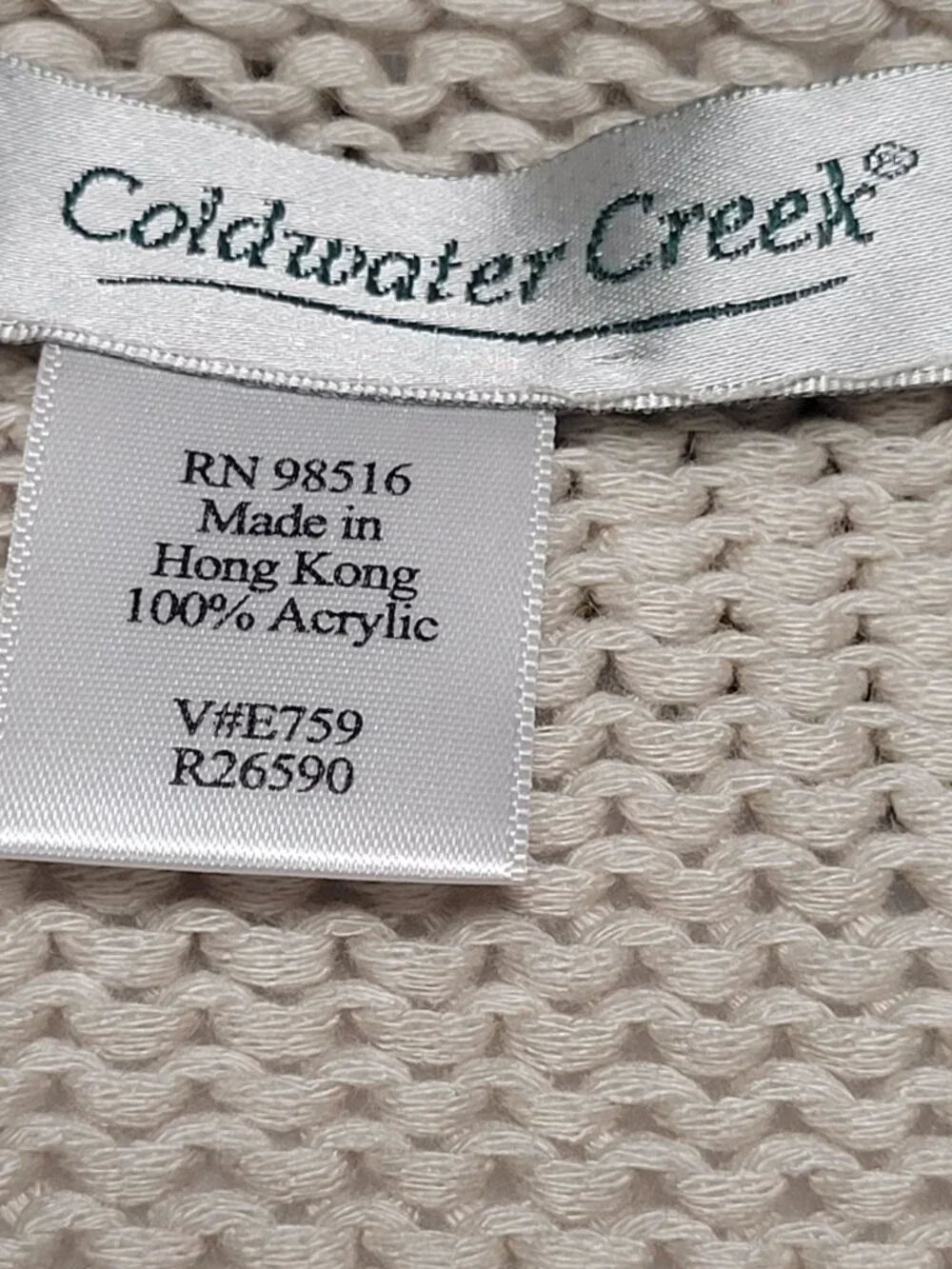 Coldwater Creek Knit Cardigan Large Beige Textured Boho Crop Cottagecore - Picture 6 of 9
